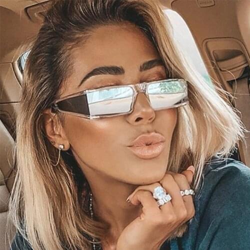 LEONLION Vintage Punk Sunglasses Women Luxury Square Sun Glasses Rectangular Silver Mirror Sunglasses Punk Lentes De Sol Mujer