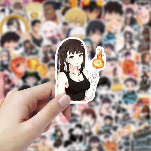 100PCS Fire Force Anime Stickers DIY Laptop Fridge Guitar Luggage Skateboard Phone Car Graffiti Sticker Decals Kid Classic Toys