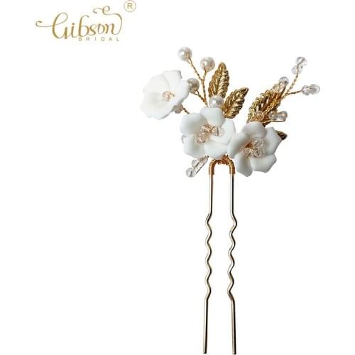 Handmade Bridal Headpiece Flower Leaf Hair Pins Jewelry Wedding Hair Accessories Headdress