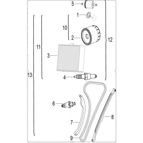 Spark plug air filter oil filter fuel filter chain guide camshaft chain Of Benelli BJ500 Leoncino 500
