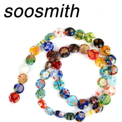 Flat Round Shape Charms Lampwork Beads Loose Spacer Beads For Jewelry Making Kralen DIY Bead Bracelet Necklace Wholesale