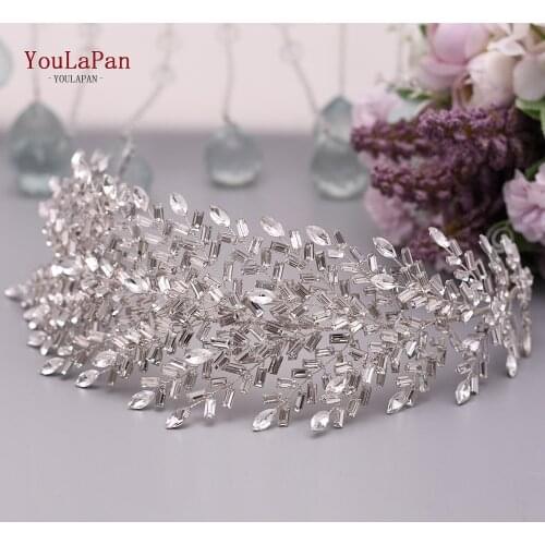YouLaPan HP312 Silver Color Bridal Tiaras Handmade Headband Rhinestone Bridal Headwear Jewelry Headpiece Wedding Accessories