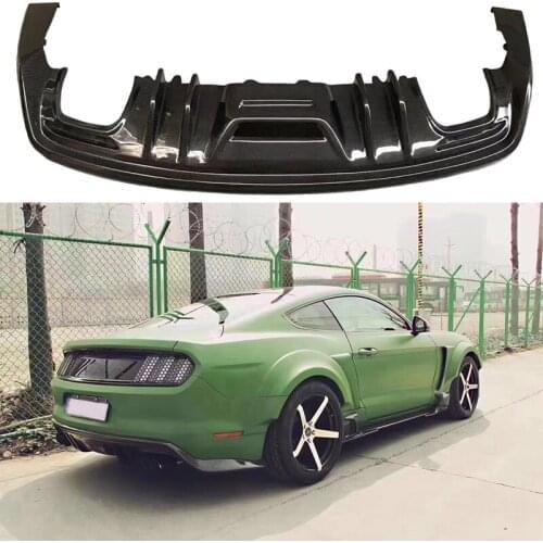 Fit for 2015-2017 Mustang Mid-Gauge Flame Carbon Fiber Rear Lip