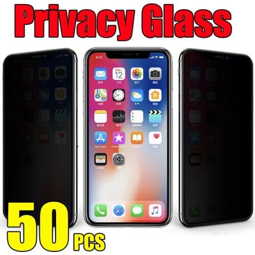 50pcs Privacy Tempered Glass Private Screen Protector Shield Film Guard For iPhone 13 Pro Max 12 Mini 11 XS XR X 8 7 6 Plus SE