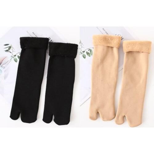 Winter Thicken Warm Japanese Black Nude Toe Socks Wool Two Finger Socks Women Sandal Split Autumn Ladies Kimono Flip Flops Socks