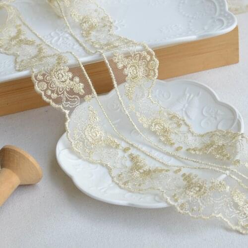 Gold Thread Embroidery Lace Fabric Barcode DIY Hat Head Flower Bowknot Woven Cheongsam Dress Skirt Trimming Sewing Accessories