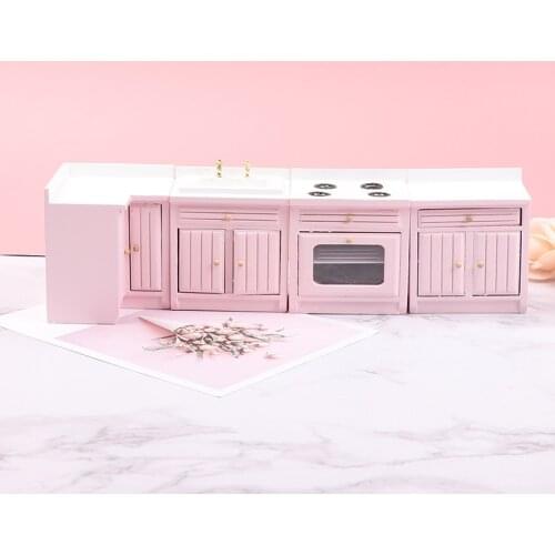 1:12 Dollhouse Miniature Corner Cabinet Wash Basin Cooking Bench Accessories for Kitchen