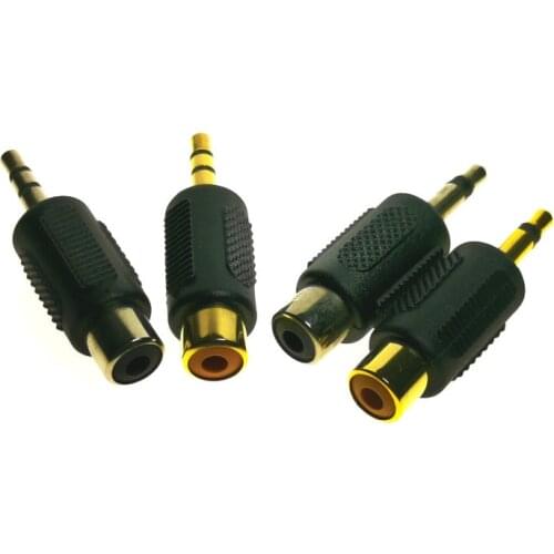 1PCS 3.5mm AUX male to 2 RCA Female Audio Adapter for Computer Speaker Earphone Headphone Stereo Aux Splitter Connector