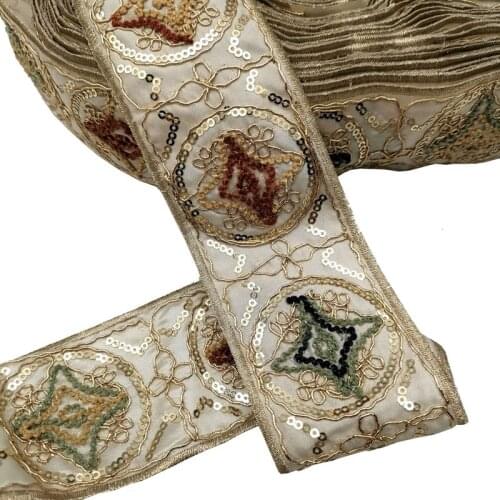 1 Yards Lace Fabric National Embroidery Dress Webbing DIY Handmade Materials Ribbon for Clothing Accessories