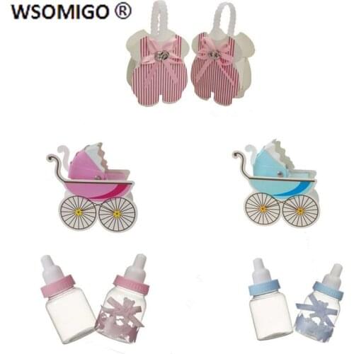 10pcs Cartoon Baby Shower Paper Candy Box Bag Packing Party Supplies Baby Pacifier Stroller Shape Gift Packing Birthday Party-S