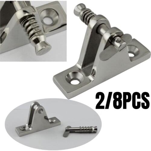 2/8PCS Marine Mount Deck Hinge With Spring Pin Polished 60mm 316 Stainless Steel Boat Bimini Top Side Marine Yacht Accessories