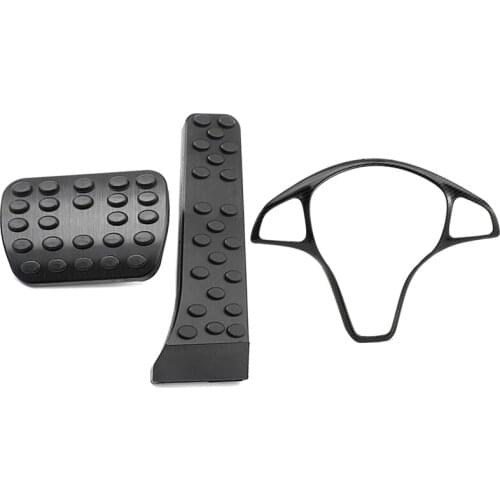 2 Set Car Accessories: 1Pcs Carbon Fiber Type Steering Wheel Cover & 1 Set Car Brake Pedal No Drill Foot Pedal Pads
