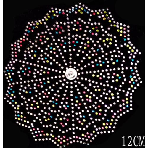 2pc/lot Multicolor umbrella iron on transfer patches hot fix rhinestone motif designs applique