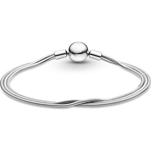 3 Layers Base Snake Chains Pulseras Women Fit Original Luxury Brand Pan Charms Bracelet Men Bangles Beads for Jewelry Making DIY