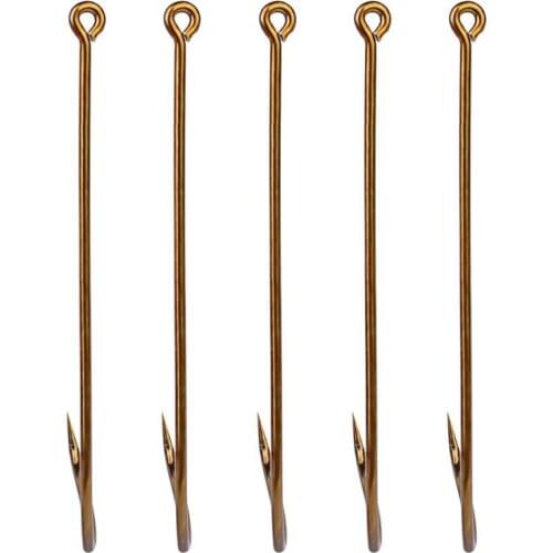 50pcs Long Shank Fishing Hook 12#-6/0# High Carbon Steel Sharp Barbed Offset Narrow Bait Hook