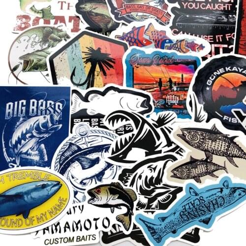 50PCS waterproof Fisherman Go Fishing Car stickers For laptop suitcase Freezer Vinyl Car-styling DIY decoration Decals