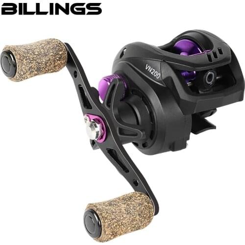 BILLINGS VN200 Baitcasting Reel 6.5:1 High Speed 7KG Max Drag Fishing Reel Drag Reel Carp Drag Reel Metal Spool Cork Knob