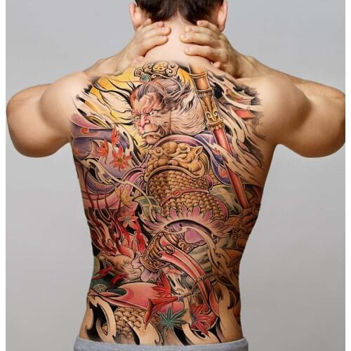 Men temporary tattoo sticker chinese characters tribal remover tatoo boys large size water transfer tattoo large sexy body art