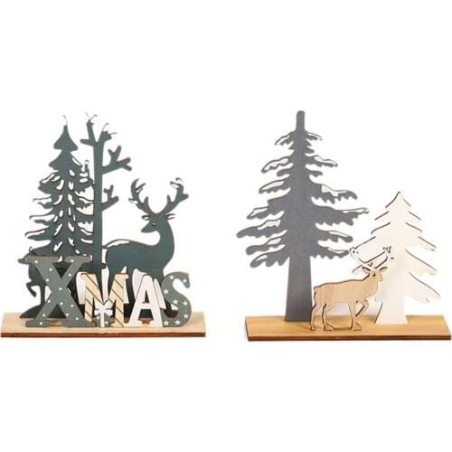 Wooden Elk Xmas Tree Pendants Ornaments For 2022 New Year Gift Wooden Hollow Christmas Decorations For Home Noel Natal 2022