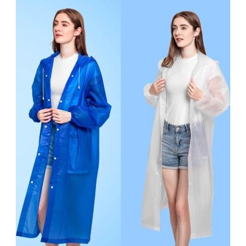 Hooded Rain Poncho Waterproof Windbreaker Women Raincoat Men Black Rain Clothes Covers EVA Rain Jacket Coats Rainwear