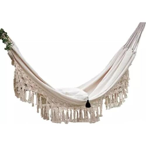 Deluxe Double Hammock Swing Chair New Large 2 Person Hammock Boho 2x1.5m Brazilian Macrame Fringed Indoor Hanging Swing LBS