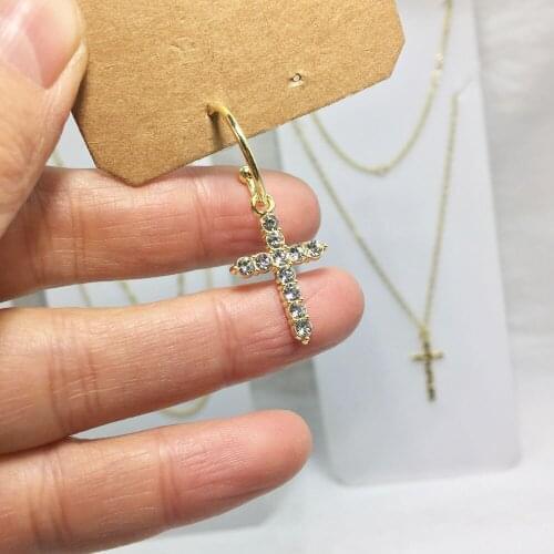 Eruifa 6pcs15*20mm Cross With Rhinestone Coin Zinc Alloy necklace,earring bracelet jewelry DIY handmade 2 colors