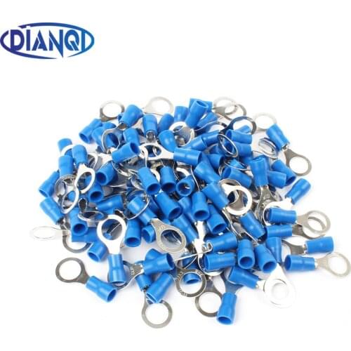 RV2-8 Blue Ring insulated terminal Cable Wire Connector 100PCS/Pack suit 1.5-2.5mm cable Electrical Crimp Terminal