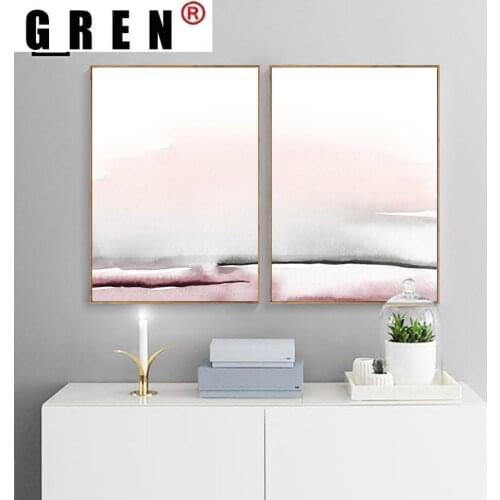 GREN Nordic Abstract Watercolor Landscape Canvas Painting Wall Art Print Poster Picture Modern Living Room Home Decoration