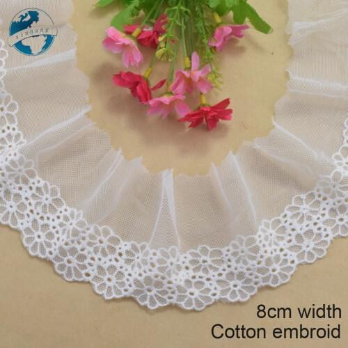 8cm width Cotton embroid lace sewing ribbon guipure trim or fabric warp knitting DIY Garment Accessories wedding lace#3336
