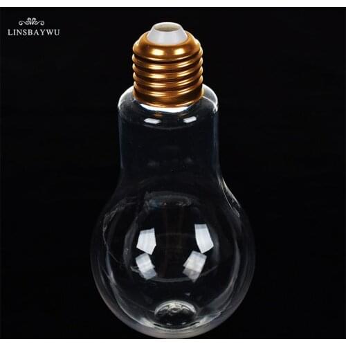 1 pc Creative Artificials Fake Artificial Clear Light Bulb Shaped Bottle Drink Cup Water Bottle Party Decor Flower Vase Multiuse