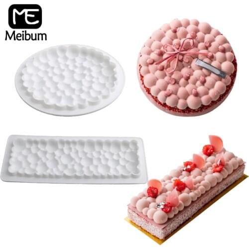 Meibum Round Bubble Cake Molds Mousse Silicone Moulds Stainless Steel Tart Ring Dessert Baking Tools Party Pastry Bakeware Set