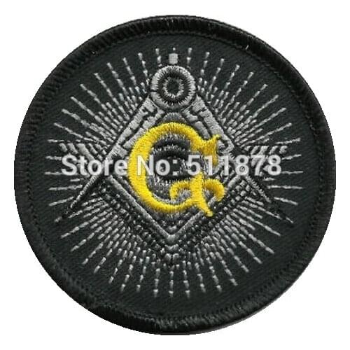 FREEMASON MASONIC EMBLEM COMPASS EYE GOLD G MOTORCYCLE JACKET PUNK ROCKABILLY MC Embroidered Biker Vest Patch IRON ON Badge