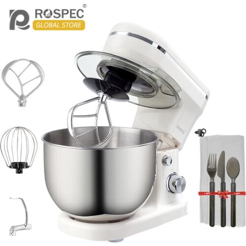 ROSPEC 5L 1200W Stainless Steel Bowl 6-speed Kitchen Food Stand Mixer Cream Egg Whisk Whip Dough Kneading Mixer Bread Blender