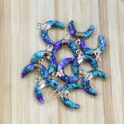 Natural Flower Green Agates Moon Angles 15x16mm Pendant, Used for Jewelry Making DIY Necklace and Earring Accessories