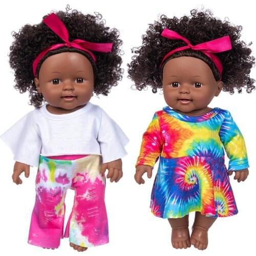 2020 New 30cm Doll+dress Christmas Best Gift For Baby Girls Black Toy Mini Cute Explosive hairstyle Doll Children Girls