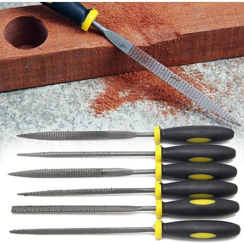 OOTDTY 6Pcs 140mm Mini Metal Filing Rasp Needle File Wood Tools Hand Woodworking Cutting Tools Needle Files