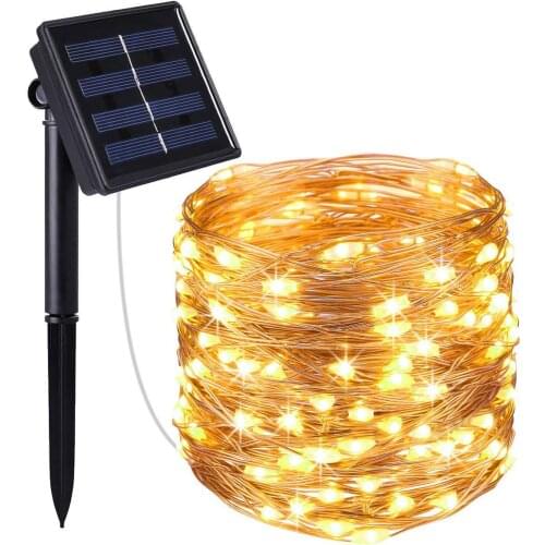 22m 200 light Solar LED string light outdoor copper wire lamp For Holiday Christmas Party Waterproof Fairy Lights Garden Garland