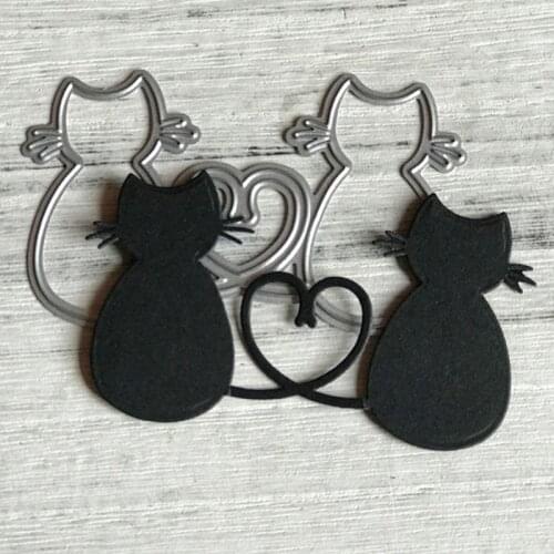 Heart Couple Cat Metal Cutting Dies Stencil Scrapbooking DIY Album Stamp Paper Card Mold Embossing Decoration Craft