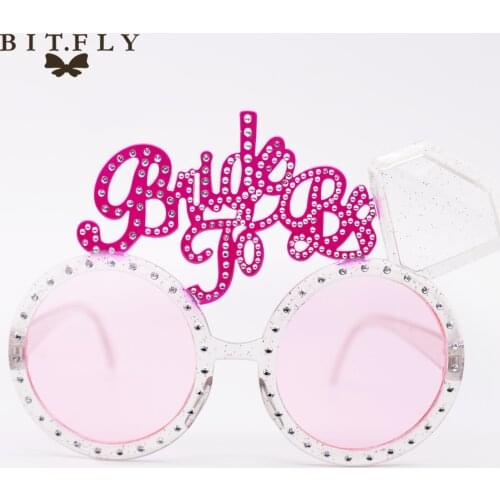 BIT.FLY Bachelorette Party Decoration Pink Bling Diamond Bridal To Be Glasses Hen party Adult Theme Night Party Photo Props