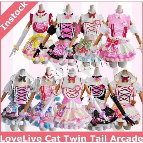 Anime LoveLive Cat Twin Tail Arcade Kousaka Honoka Minami Kotori Sonoda Umi Ayase Eli Uniform Game 9 Characters Cosplay Costumes