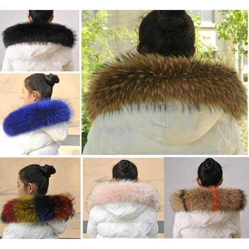 Natural Color Raccoon Fox Real Fur Collar Scarf Genuine Scarves Warp Shawl Neck Warmer Stole Muffler Clip Loops custom fur scarf
