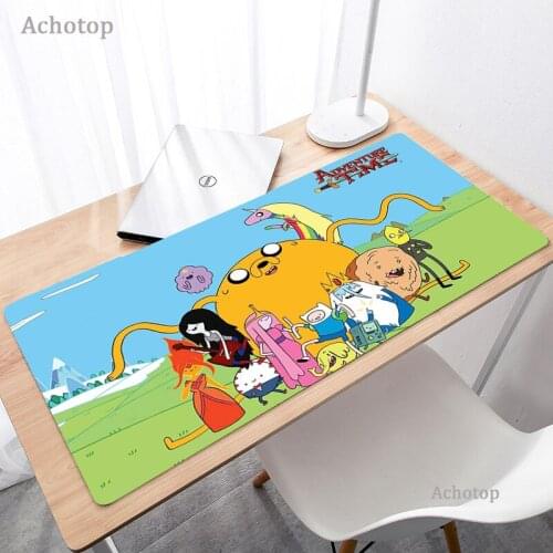 Top Quality Adventure Time Mouse Pad Pc Gamer Computer Mousepad Cartoon Anime Locking Edge Large Mouse Pad Laptop Keyboards Mat