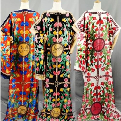 Plus size maxi long casual african women dress printing silk summer straight vintage vestidos 2 pieces sets casual dress