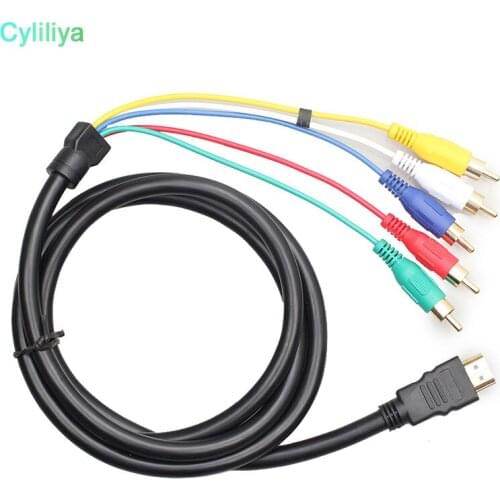 1.5M Hdmi Male TO 3 RCA 3RCA 5 RCA 5RCA AV Video Component Convert Cable Cord Adapter For DVD HDTV STB 1080P 250pcs
