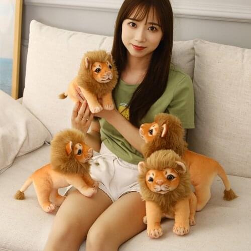 1pc 23/28cm Cute Real Life Lion Plush Toy Simulated Forest Animal Model Kids Doll Room Decor Childrens Birthday Gift