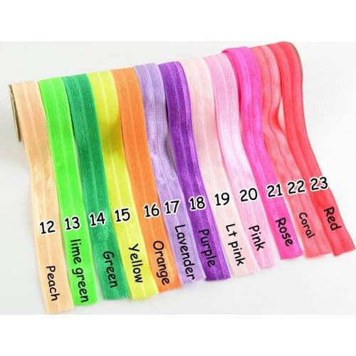 1000yards/lot 23 Color 5/8 Inch Solid FOE Fold Over Elastic Shiny Band By The Yards DIY Craft Accessories Wholesale Supply D01Y
