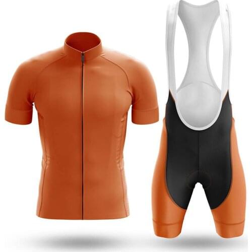 2021 Orange Cycling Jersey Set Sport Team Bike Men Clothing Quick Dry Summer Sleeve Cycling Road Ride Shirt Bib Short Gel Pad