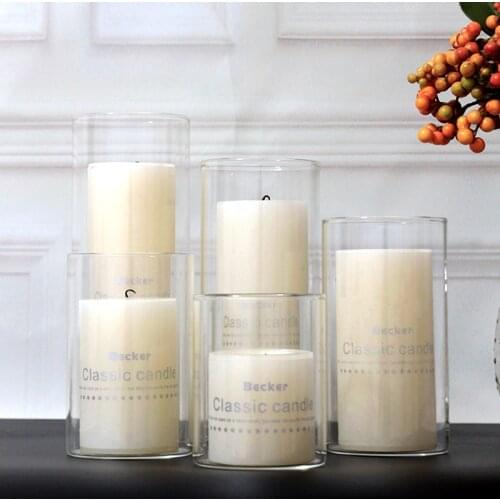 6.5CM/8CM Housewares Glass Cylinder Vase Candle Holders Centerpiece Wedding Decoration Candle holder Glamour Gecor Home Decor