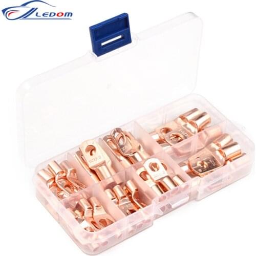 60 Bolt Holes Tinned Copper Car Cable Lug Battery Terminal Group Wire Terminal Kit Wire Terminal Connector Group SC10-6 SC16-8