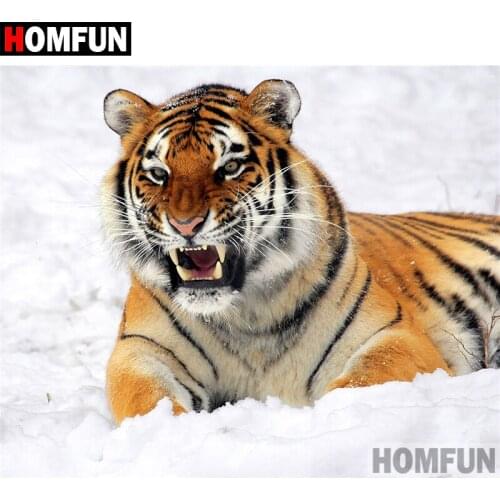 HOMFUN 5D DIY Diamond Painting Full Square/Round Drill "Animal tiger" 3D Embroidery Cross Stitch gift Home Decor A00928